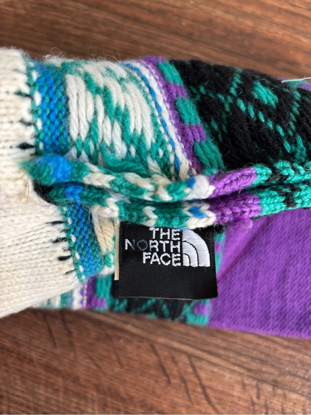 Vintage 80s The North Face USA Wool Geometric Ski Beanie Toque